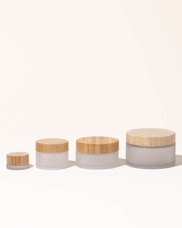 3.4oz   100ml frosted glass & bamboo jar Online Sale - Image 2