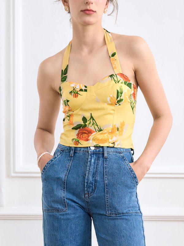 【Final Sale 】Faye Vintage Print Halter Top For Cheap - Image 2