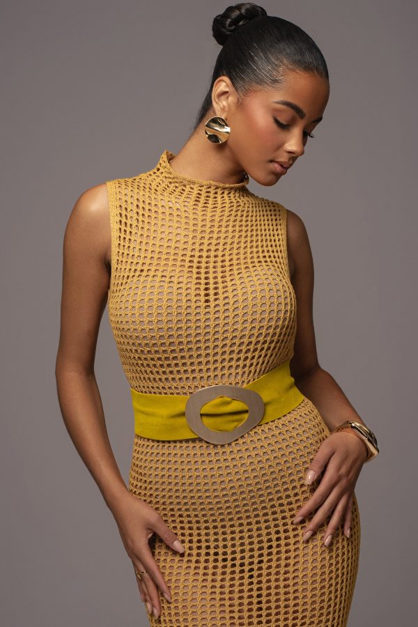 Yellow Pacific Tides Crochet Maxi Dress For Sale - Image 5