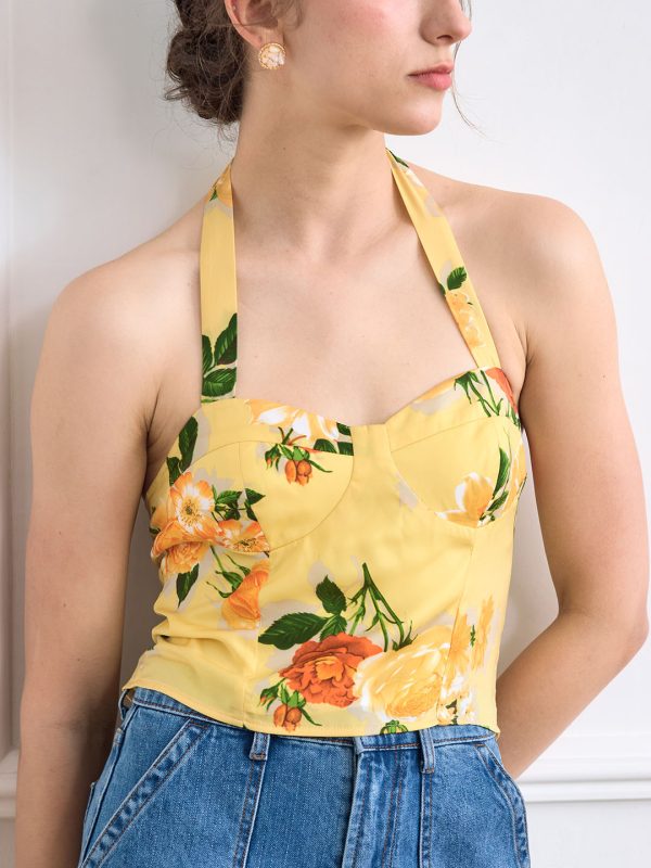 【Final Sale 】Faye Vintage Print Halter Top For Cheap - Image 3