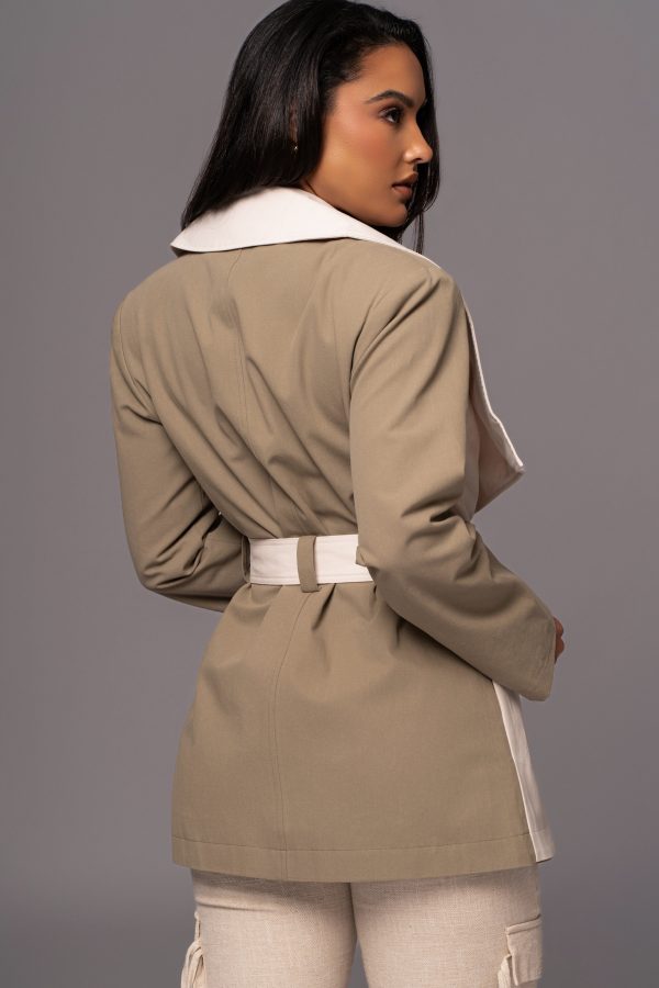 Olive Color Block Summit Belted Jacket Cheap - Image 2