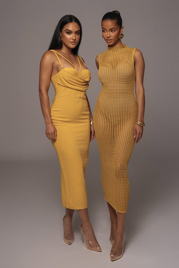 Yellow Pacific Tides Crochet Maxi Dress For Sale - Image 3