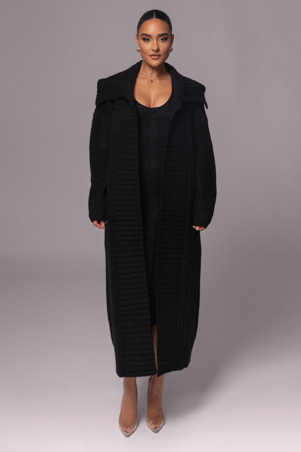 Black Malinda Sweater Knit Cardigan For Sale
