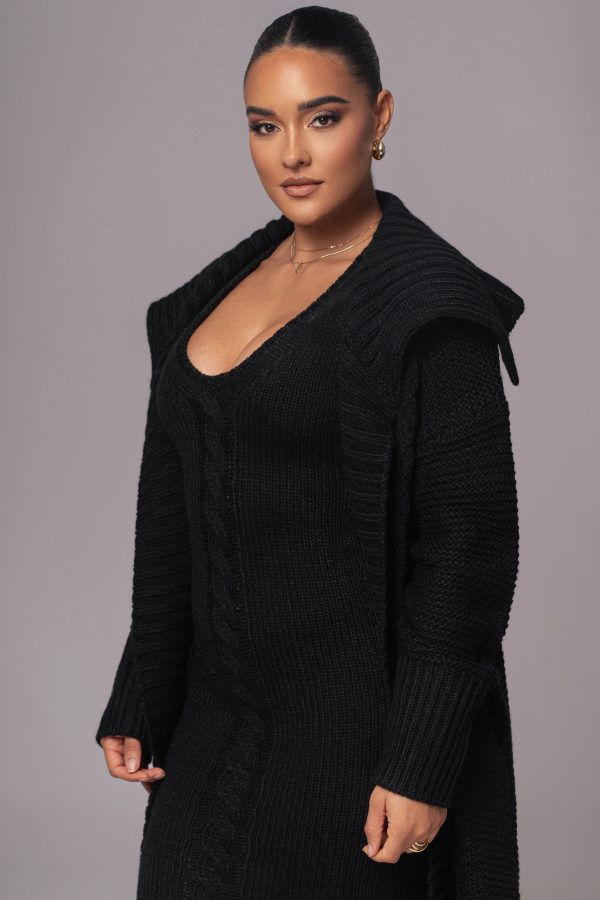 Black Malinda Sweater Knit Cardigan For Sale - Image 3