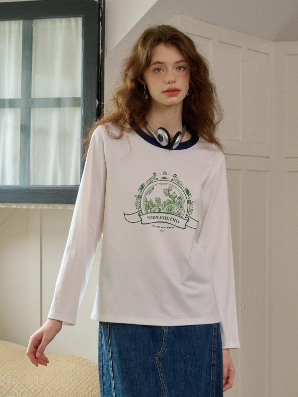 【Final Sale】Haley Loose Round Neck Color Block Printed Casual T-Shirt For Discount - Image 4