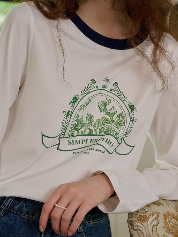 【Final Sale】Haley Loose Round Neck Color Block Printed Casual T-Shirt For Discount - Image 2