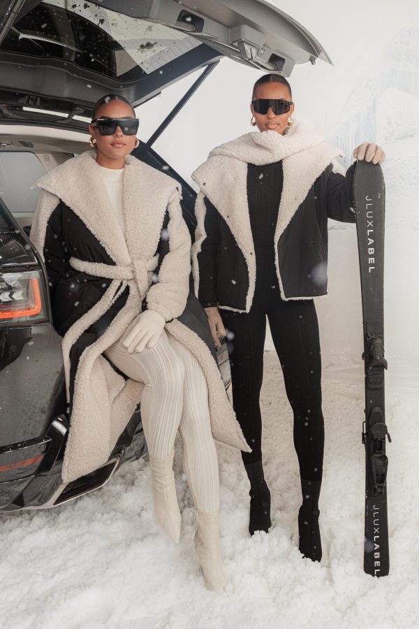 Black Ivory Contrast Sherpa Coat For Cheap - Image 2