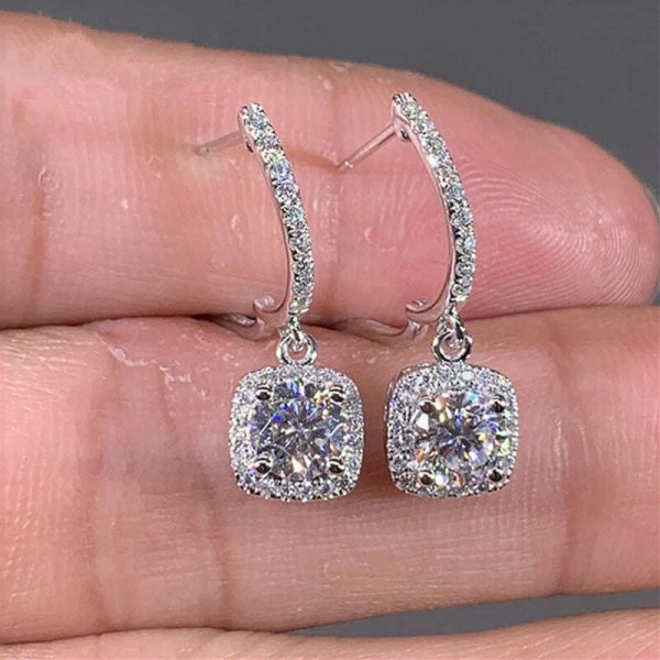 D Moissanite 3ct Earrings 925 Sterling Silver Original Certified Moissanite 1ct Hoop Drop Dangle Earrings 2ct Huggie for Women Online Hot Sale - Image 2