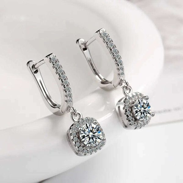 D Moissanite 3ct Earrings 925 Sterling Silver Original Certified Moissanite 1ct Hoop Drop Dangle Earrings 2ct Huggie for Women Online Hot Sale - Image 5