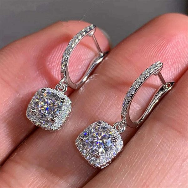 D Moissanite 3ct Earrings 925 Sterling Silver Original Certified Moissanite 1ct Hoop Drop Dangle Earrings 2ct Huggie for Women Online Hot Sale